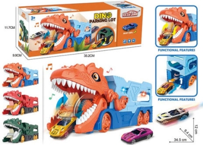 Камион Динозавър с Изстрелвачка и Метални Коли 36×10×12 см